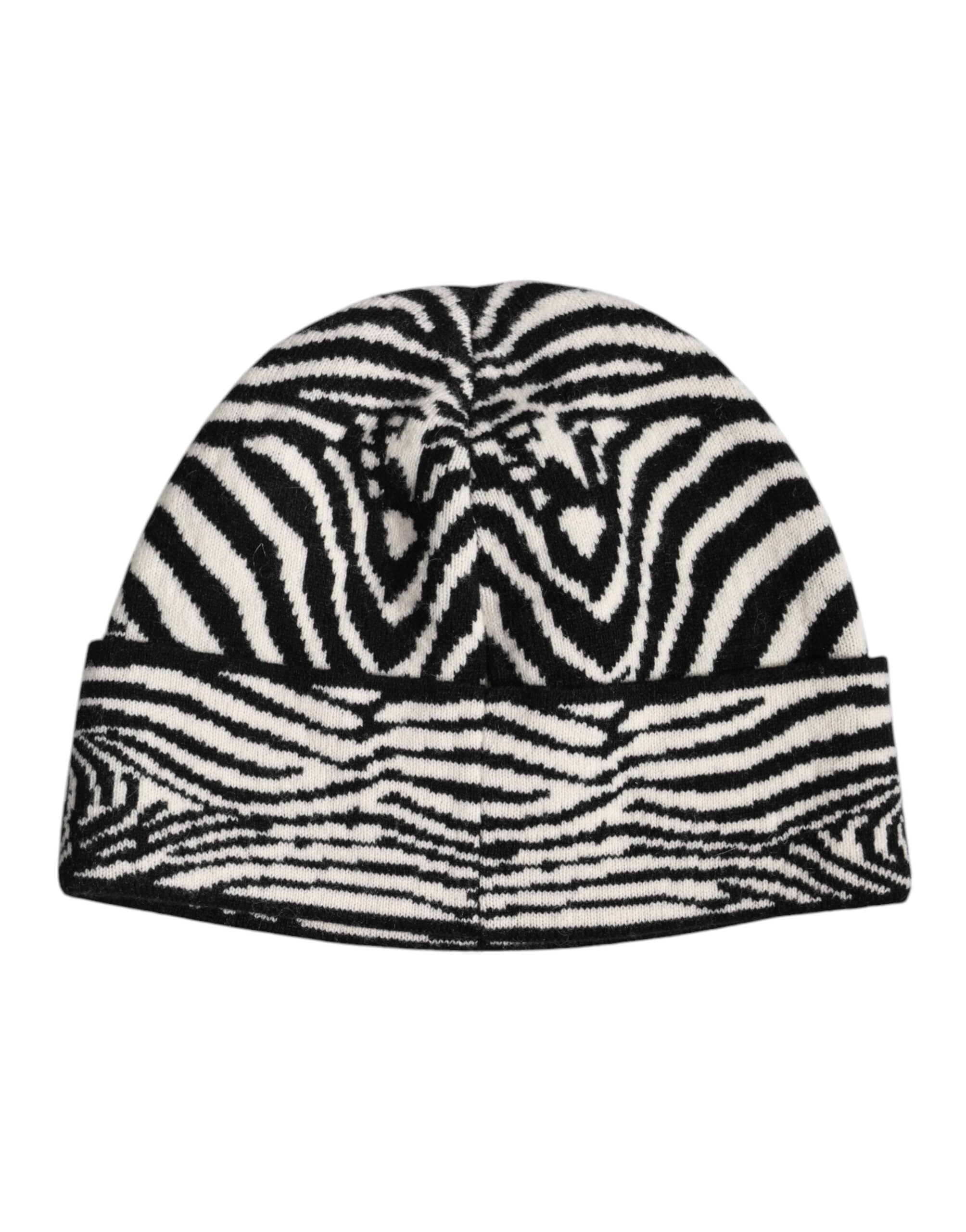 Dolce & Gabbana Black White Zebra Knitted Winter Beanie Hat -   -  Dolce & Gabbana.