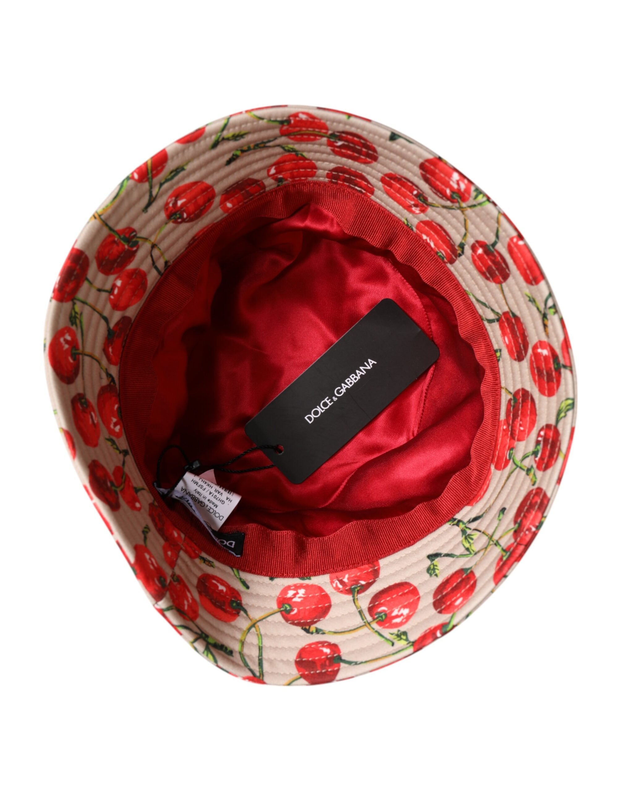 Dolce & Gabbana Beige Cotton Printed Wide Brim Bucket Hat -   -  Dolce & Gabbana.