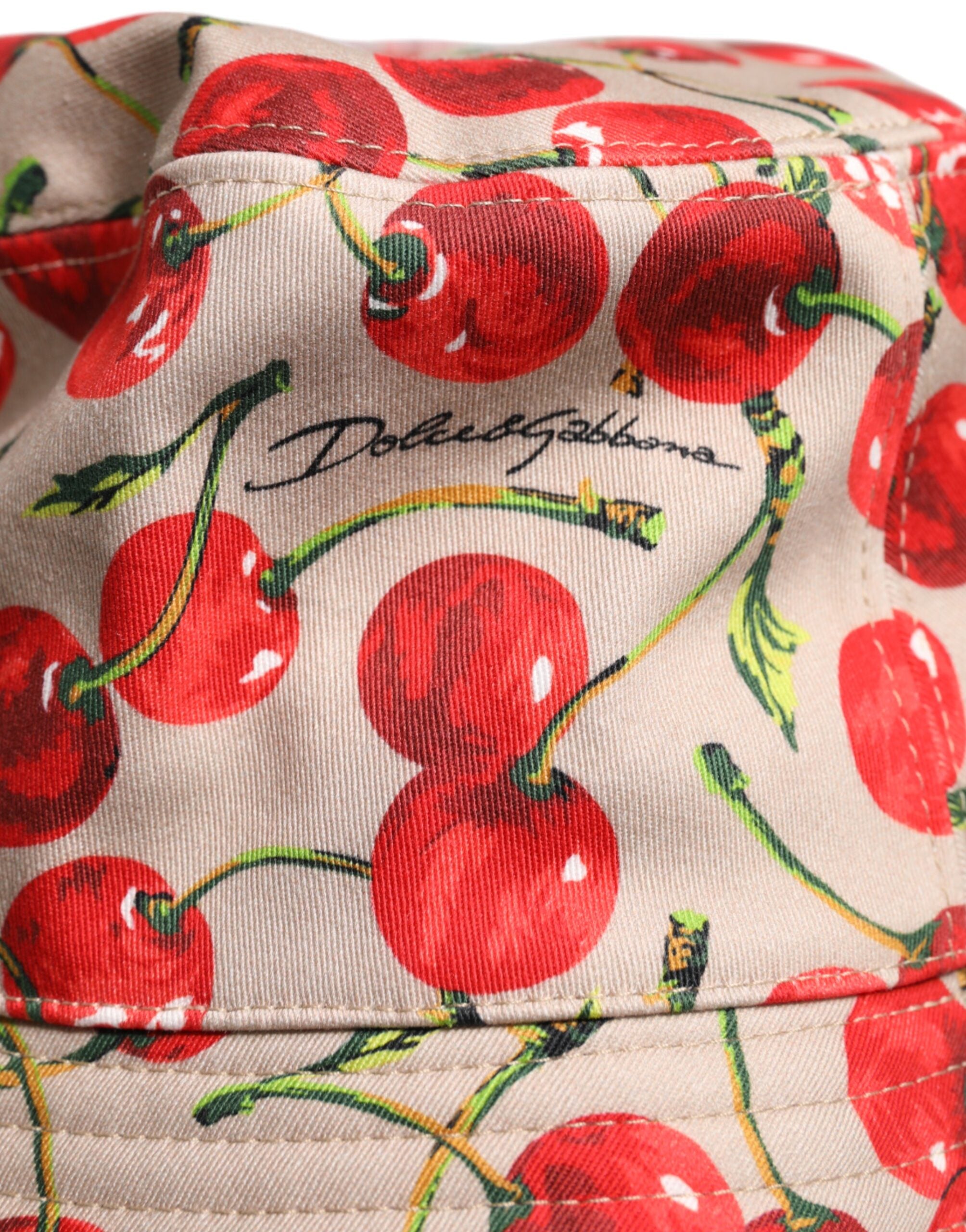 Dolce & Gabbana Beige Cotton Printed Wide Brim Bucket Hat -   -  Dolce & Gabbana.