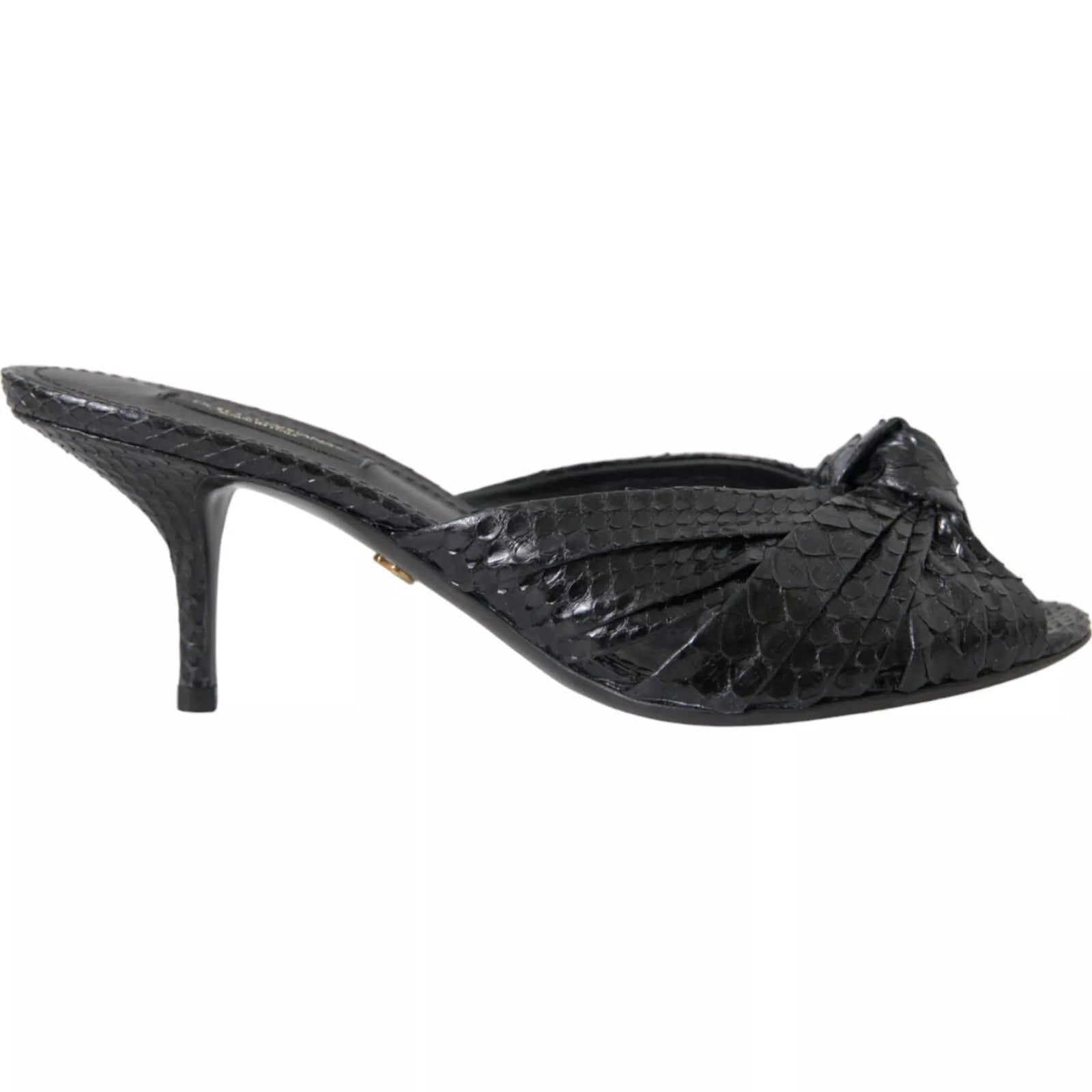 Dolce & Gabbana Black Python Leather Heels Slides Shoes -   -  Dolce & Gabbana.