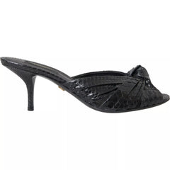 Dolce & Gabbana Black Python Leather Heels Slides Shoes -   -  Dolce & Gabbana.