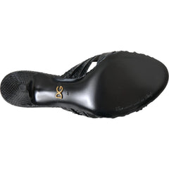 Dolce & Gabbana Black Python Leather Heels Slides Shoes -   -  Dolce & Gabbana.
