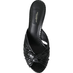 Dolce & Gabbana Black Python Leather Heels Slides Shoes -   -  Dolce & Gabbana.