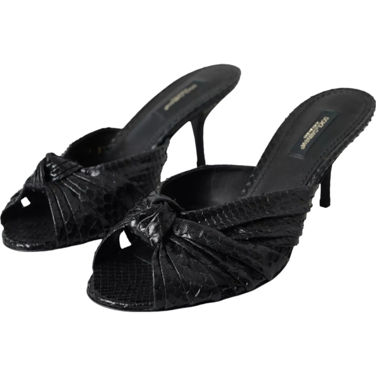 Dolce & Gabbana Black Python Leather Heels Slides Shoes -   -  Dolce & Gabbana.