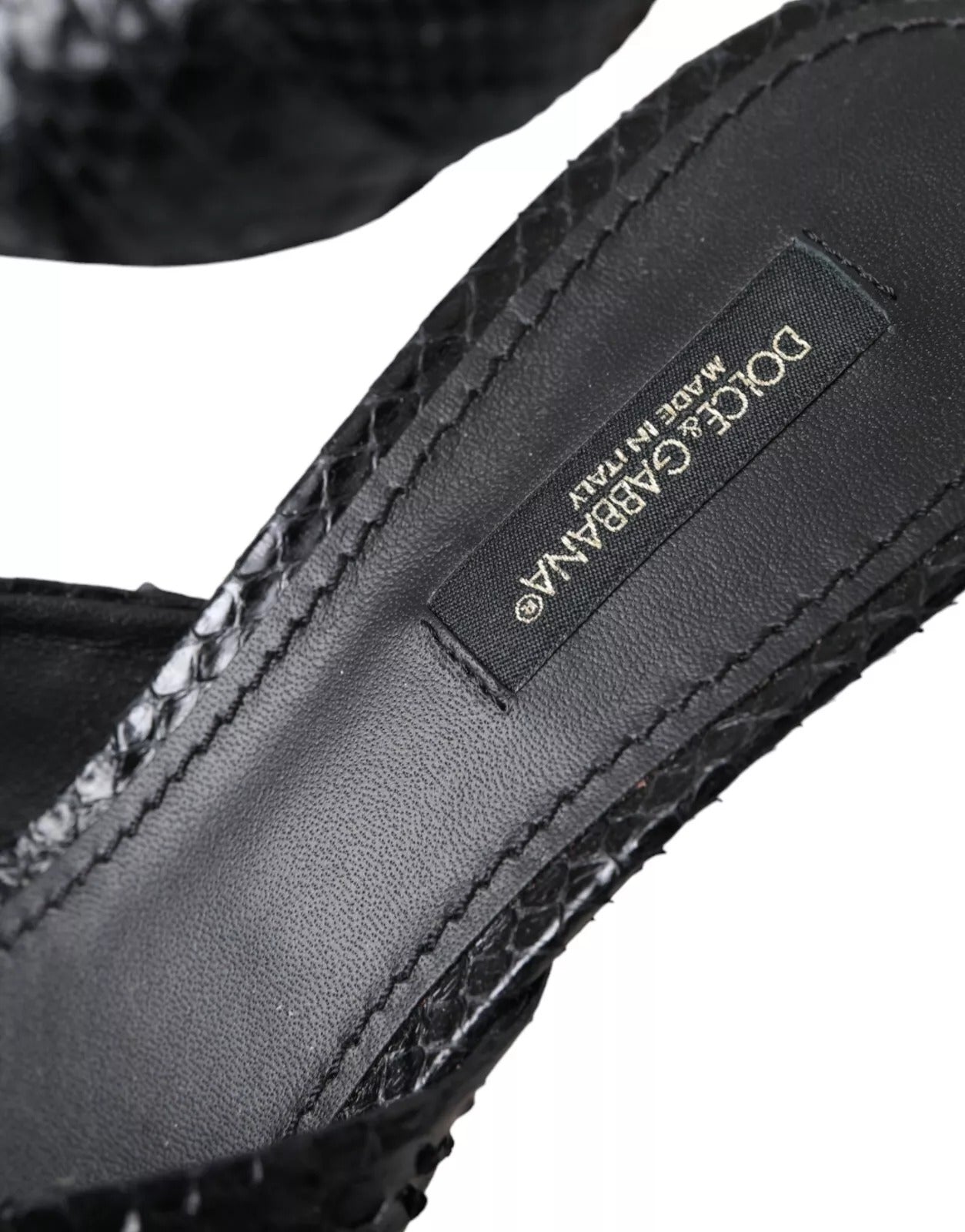 Dolce & Gabbana Black Python Leather Heels Slides Shoes -   -  Dolce & Gabbana.