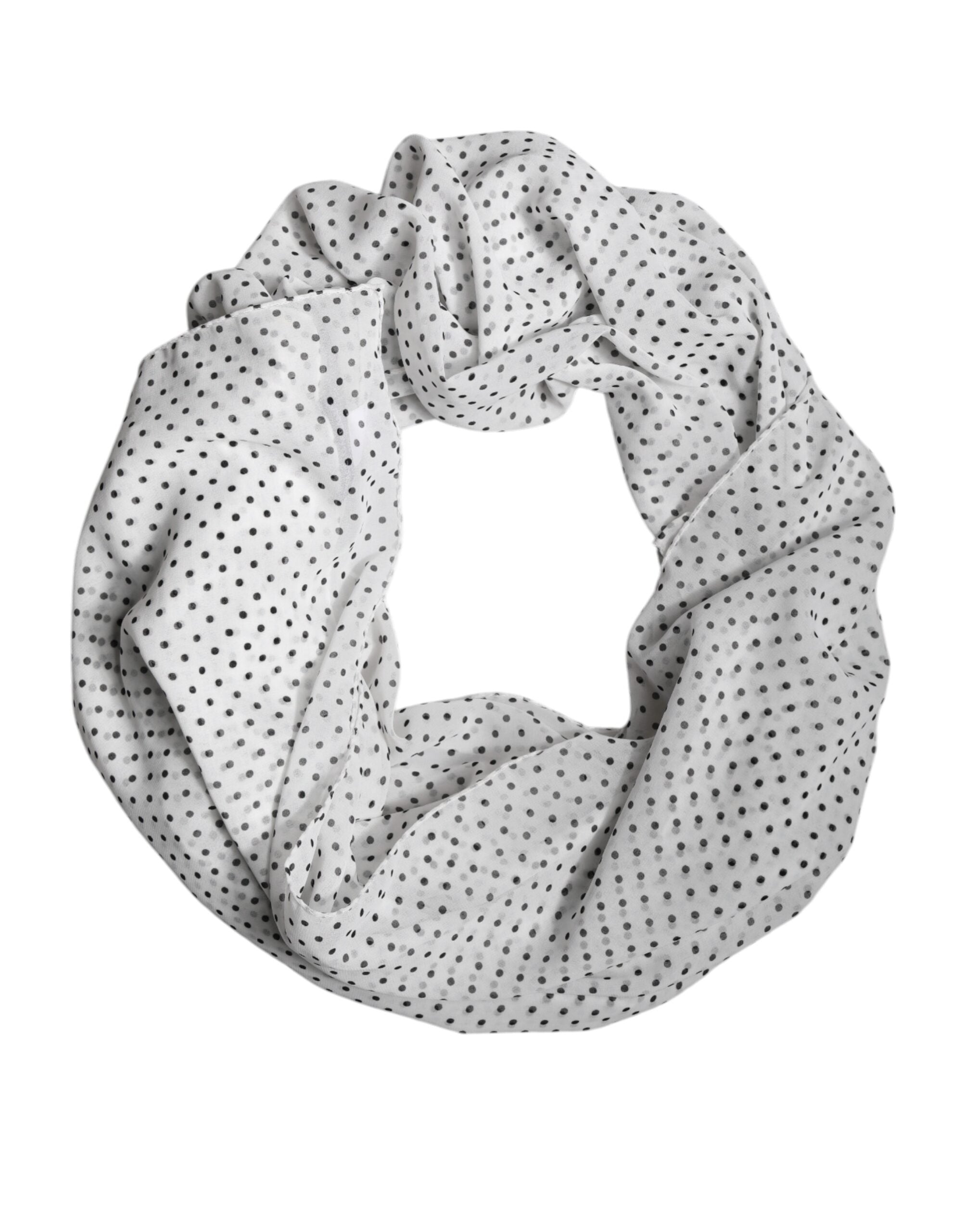 Dolce & Gabbana White Polka Dots Polyester Wrap Shawl Scarf -   -  Dolce & Gabbana.