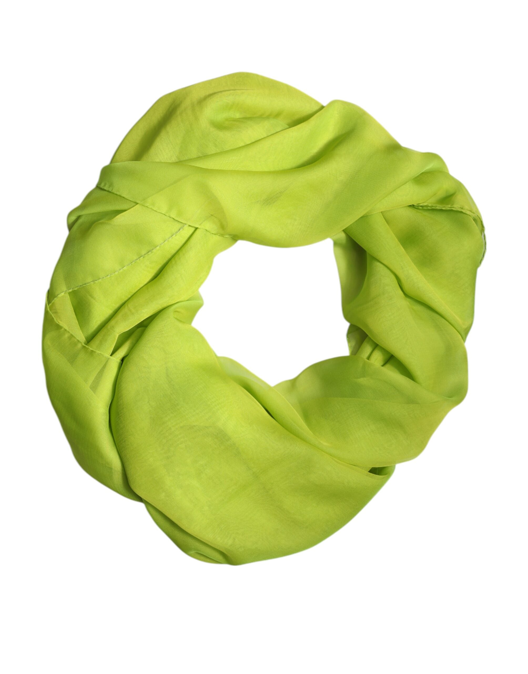 Dolce & Gabbana Green Silk Rectangle Wrap Shawl Neck Warmer Scarf -   -  Dolce & Gabbana.