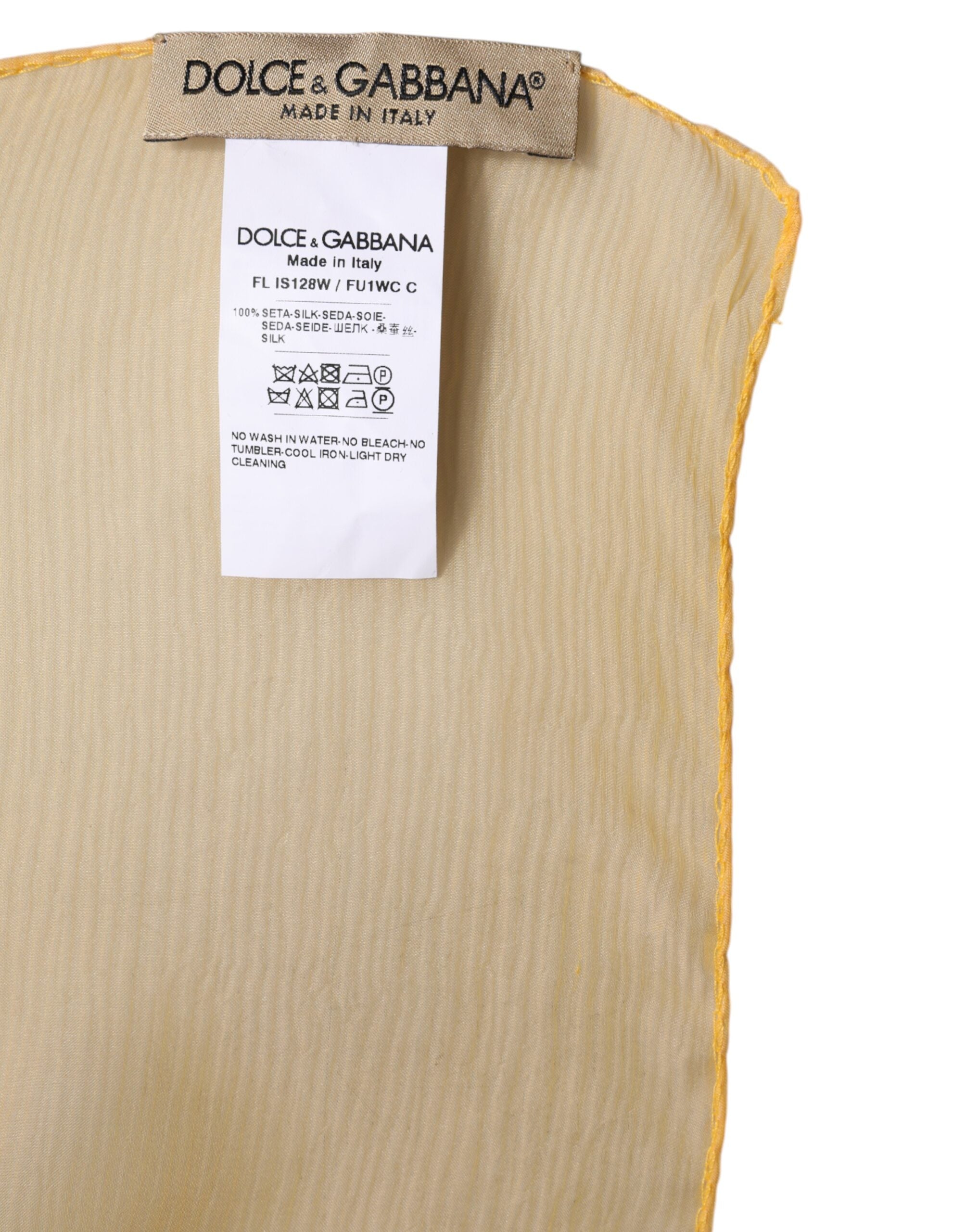 Dolce & Gabbana Yellow Silk Rectangle Wrap Shawl Scarf -   -  Dolce & Gabbana.
