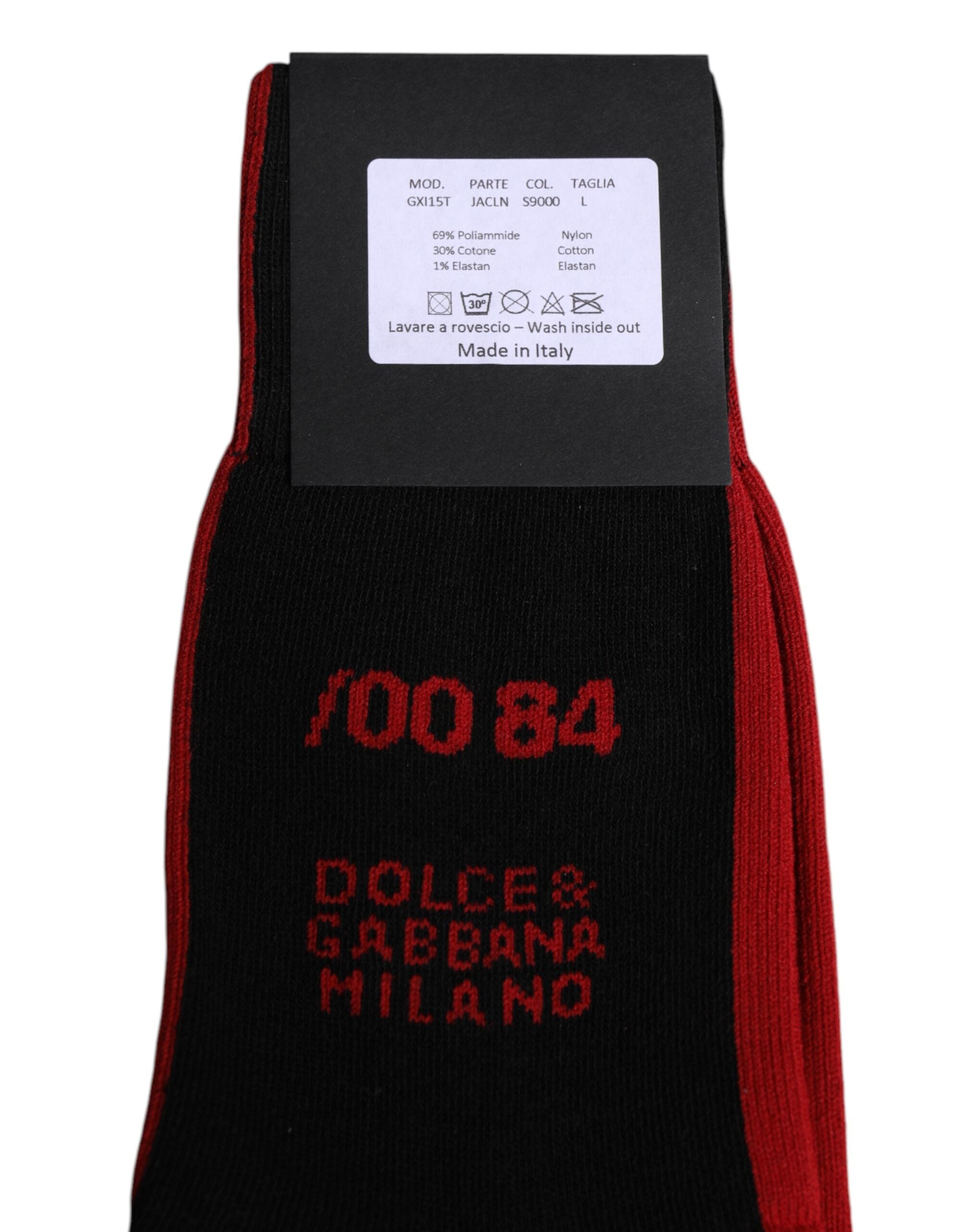 Dolce & Gabbana Black Nylon DG Logo Mid Calf Men Socks -   -  Dolce & Gabbana.