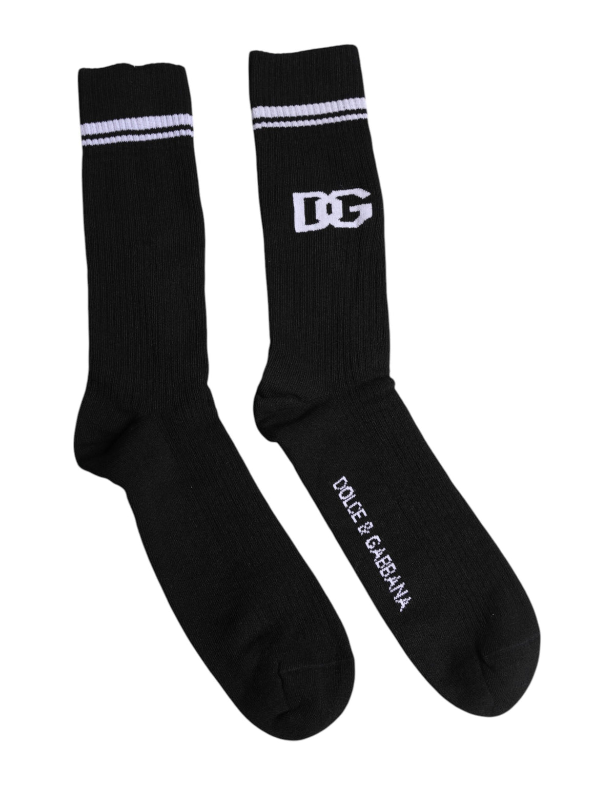Dolce & Gabbana Black Cotton DG Logo Mid Calf Men Socks -   -  Dolce & Gabbana.
