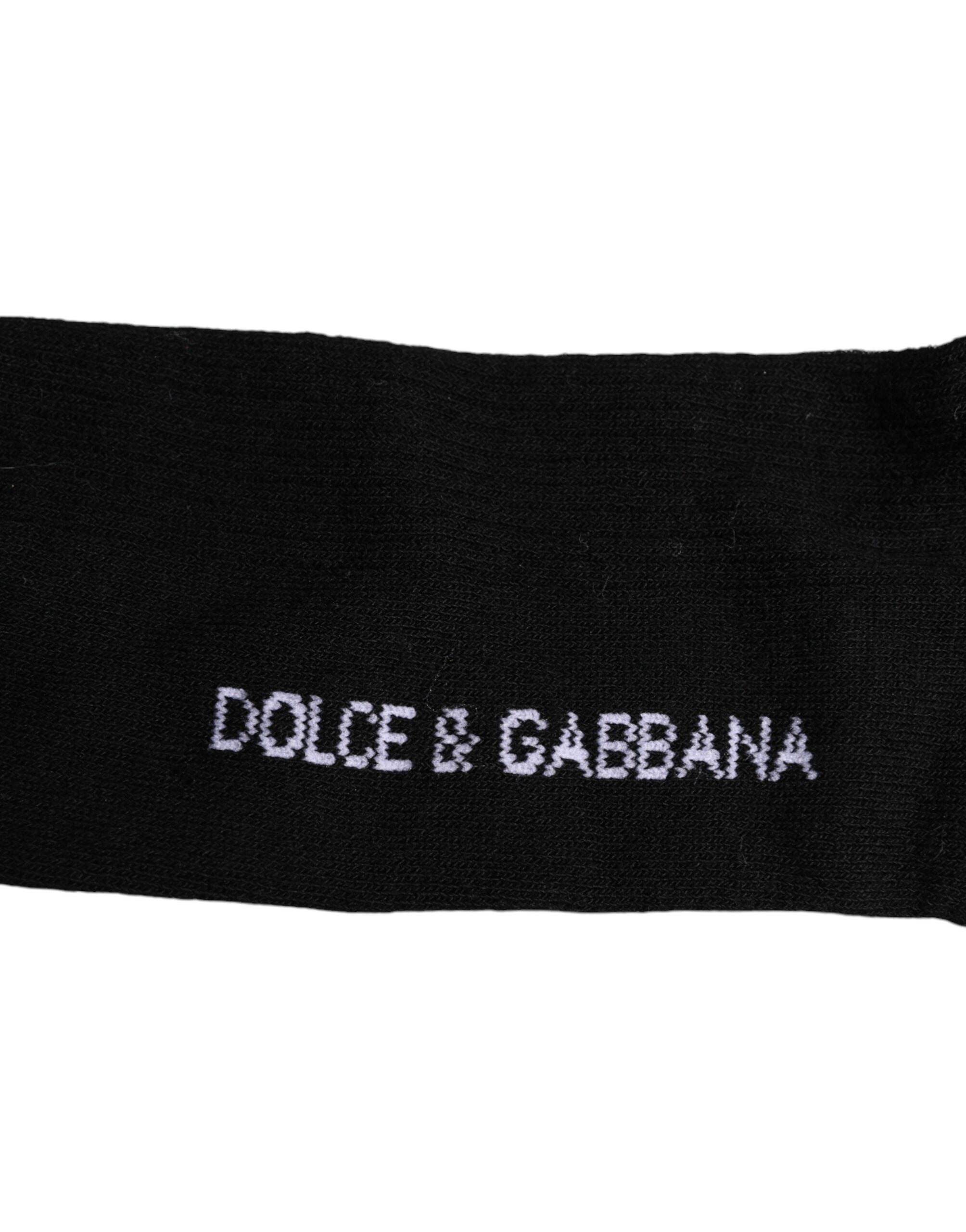 Dolce & Gabbana Black Cotton DG Logo Mid Calf Men Socks -   -  Dolce & Gabbana.