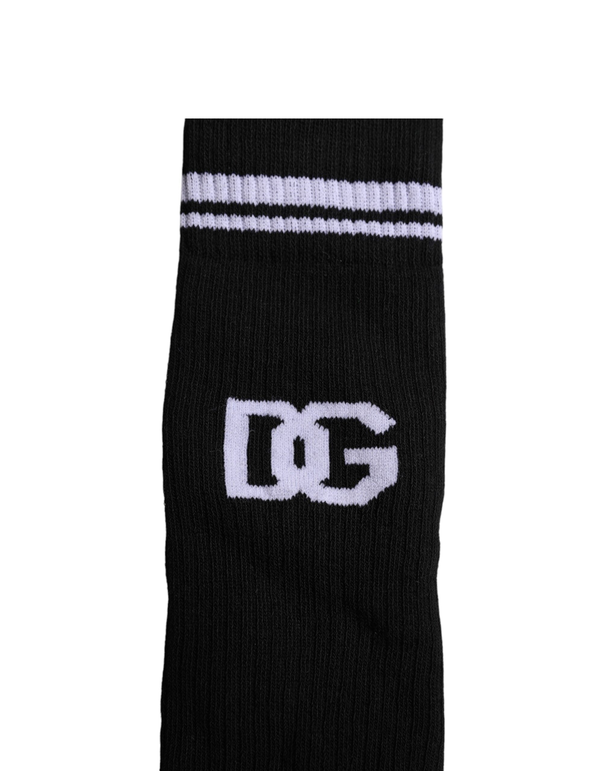 Dolce & Gabbana Black Cotton DG Logo Mid Calf Men Socks -   -  Dolce & Gabbana.