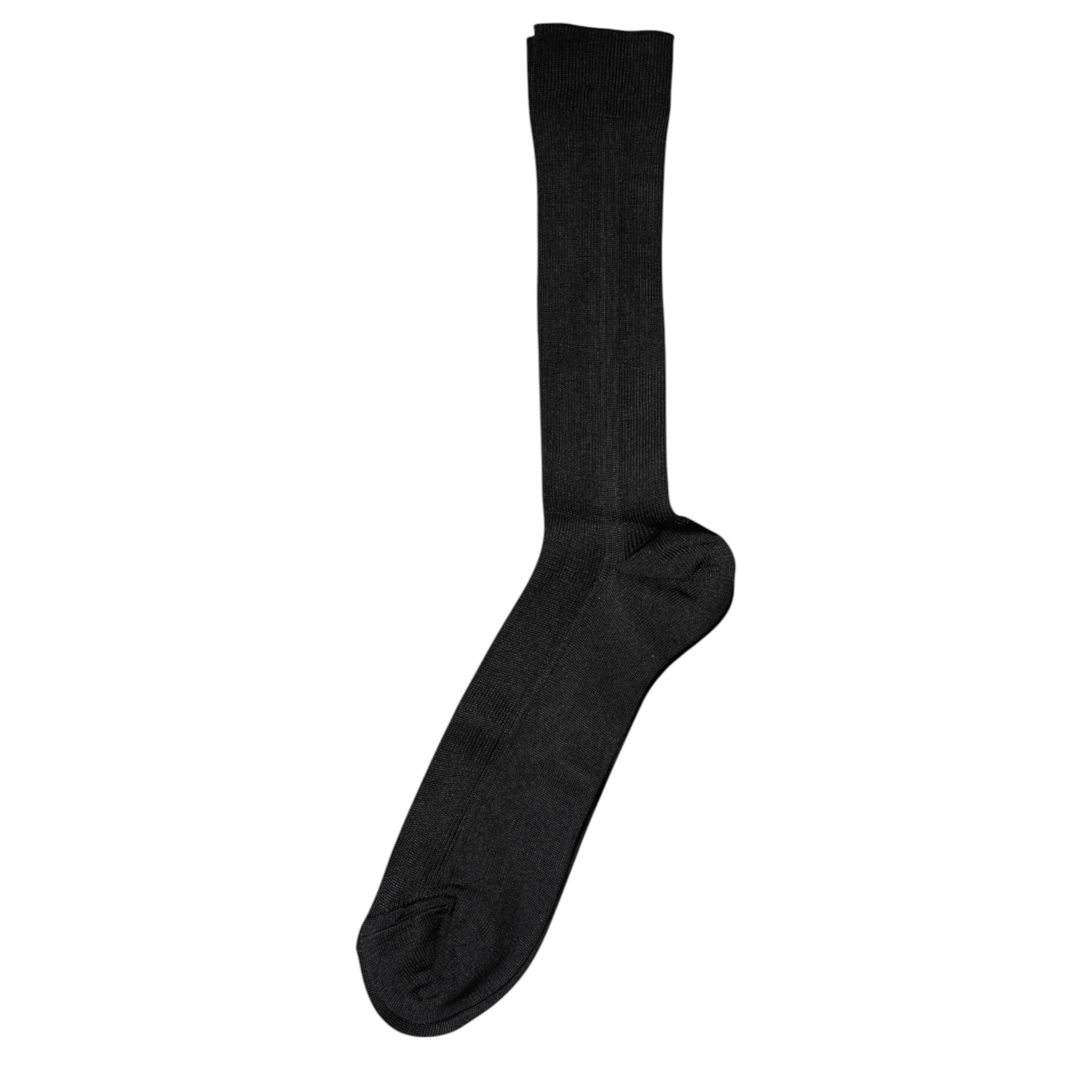 Dolce & Gabbana Black Cotton DG Logo Mid Calf Men Socks -   -  Dolce & Gabbana.