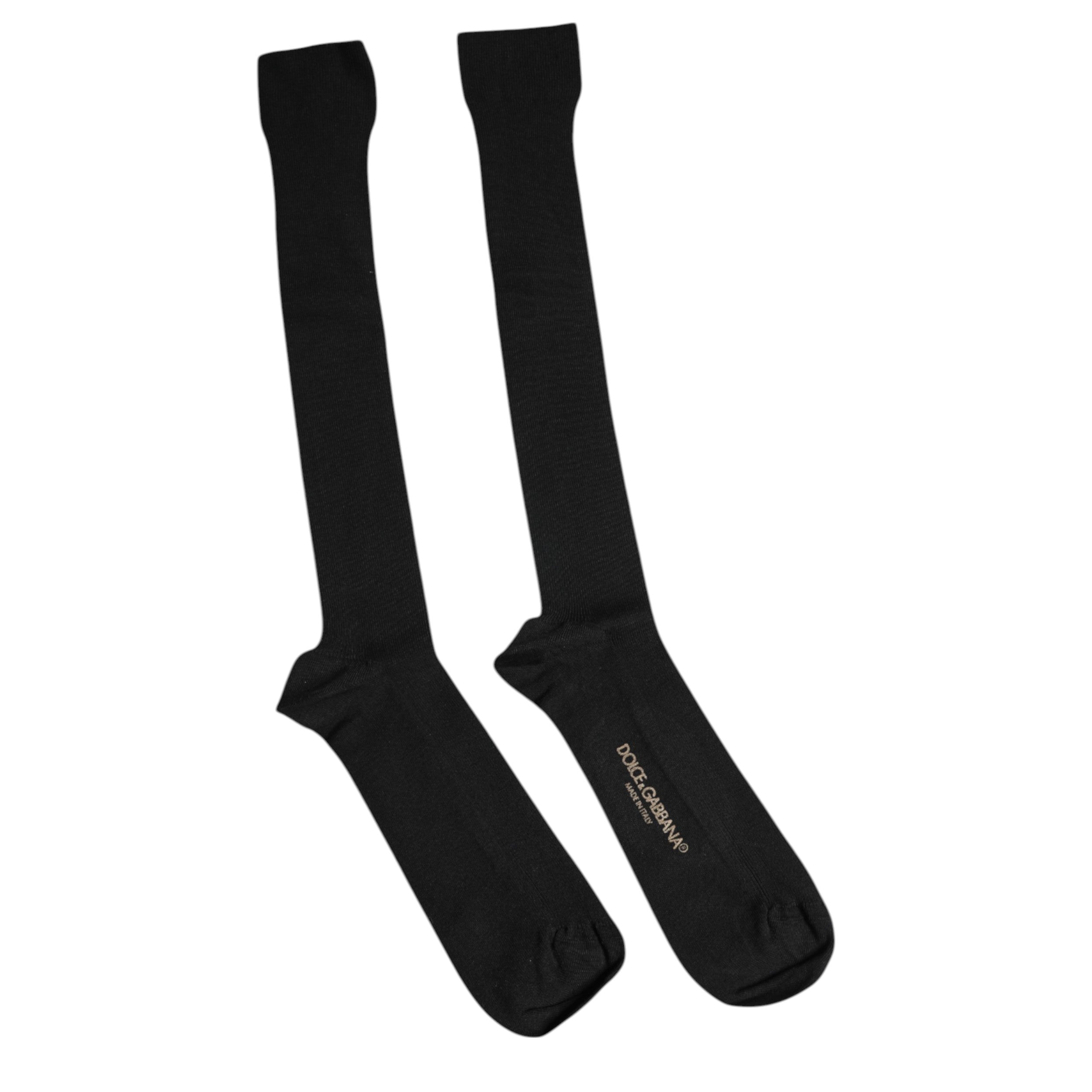 Dolce & Gabbana Black Viscose Logo Over The Calf Socks -   -  Dolce & Gabbana.