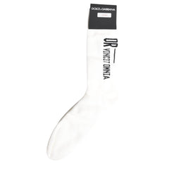 Dolce & Gabbana White Stretch OR VINCIT OMNIA Mid Calf Socks -   -  Dolce & Gabbana.