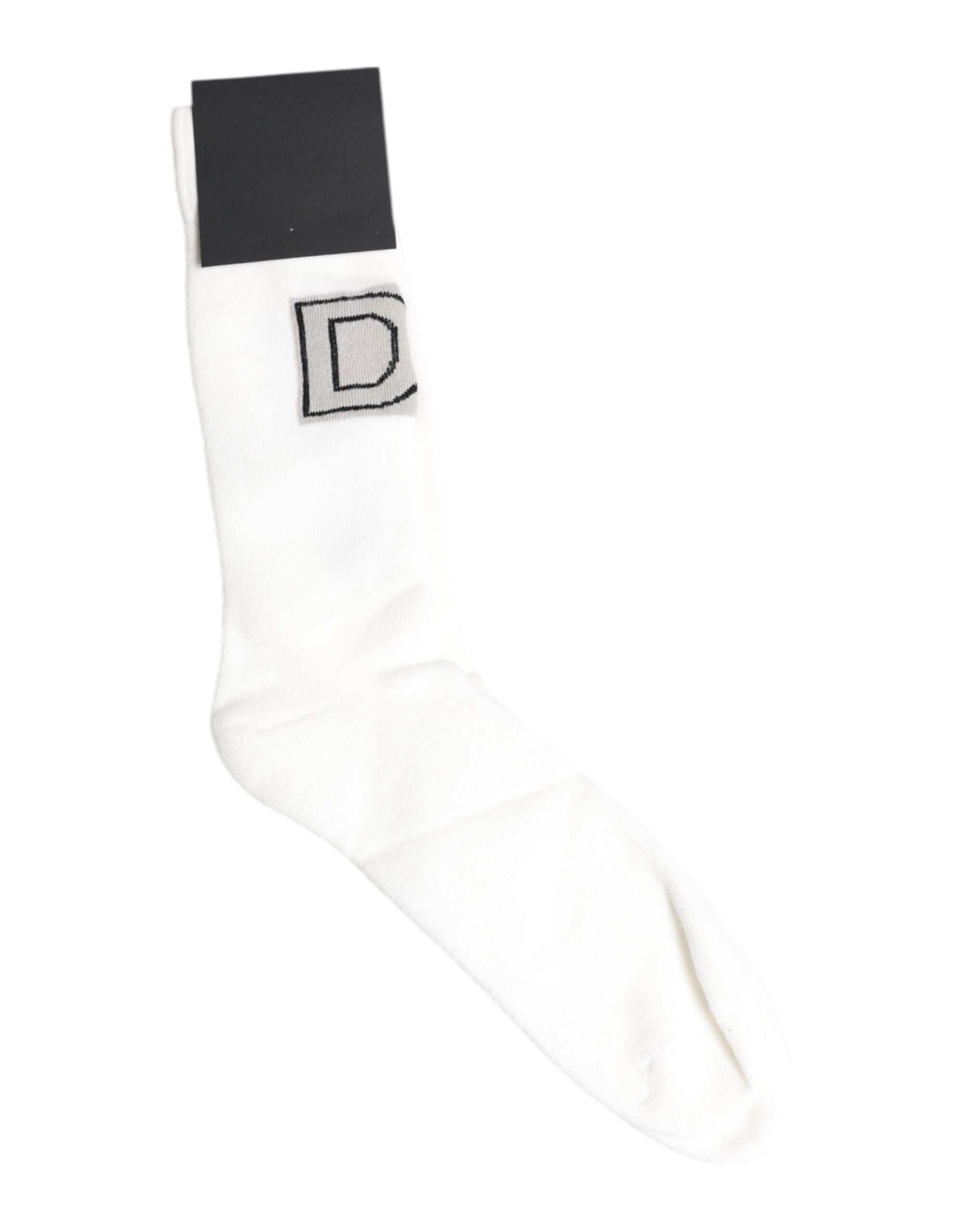 Dolce & Gabbana White Stretch OR VINCIT OMNIA Mid Calf Socks -   -  Dolce & Gabbana.