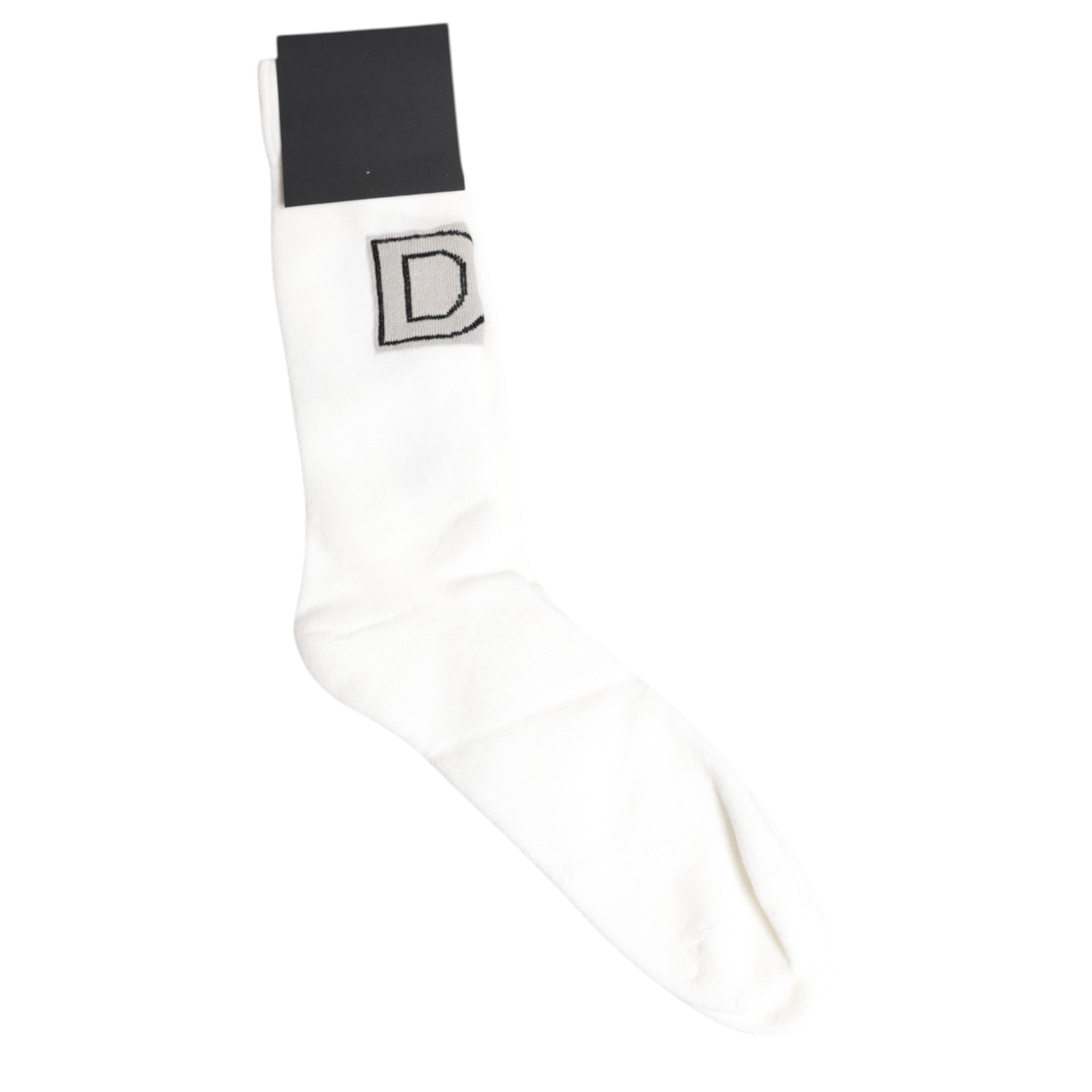 Dolce & Gabbana White Stretch OR VINCIT OMNIA Mid Calf Socks -   -  Dolce & Gabbana.
