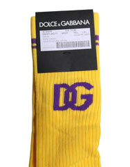 Dolce & Gabbana Yellow Cotton DG Logo Mid Calf Socks -   -  Dolce & Gabbana.