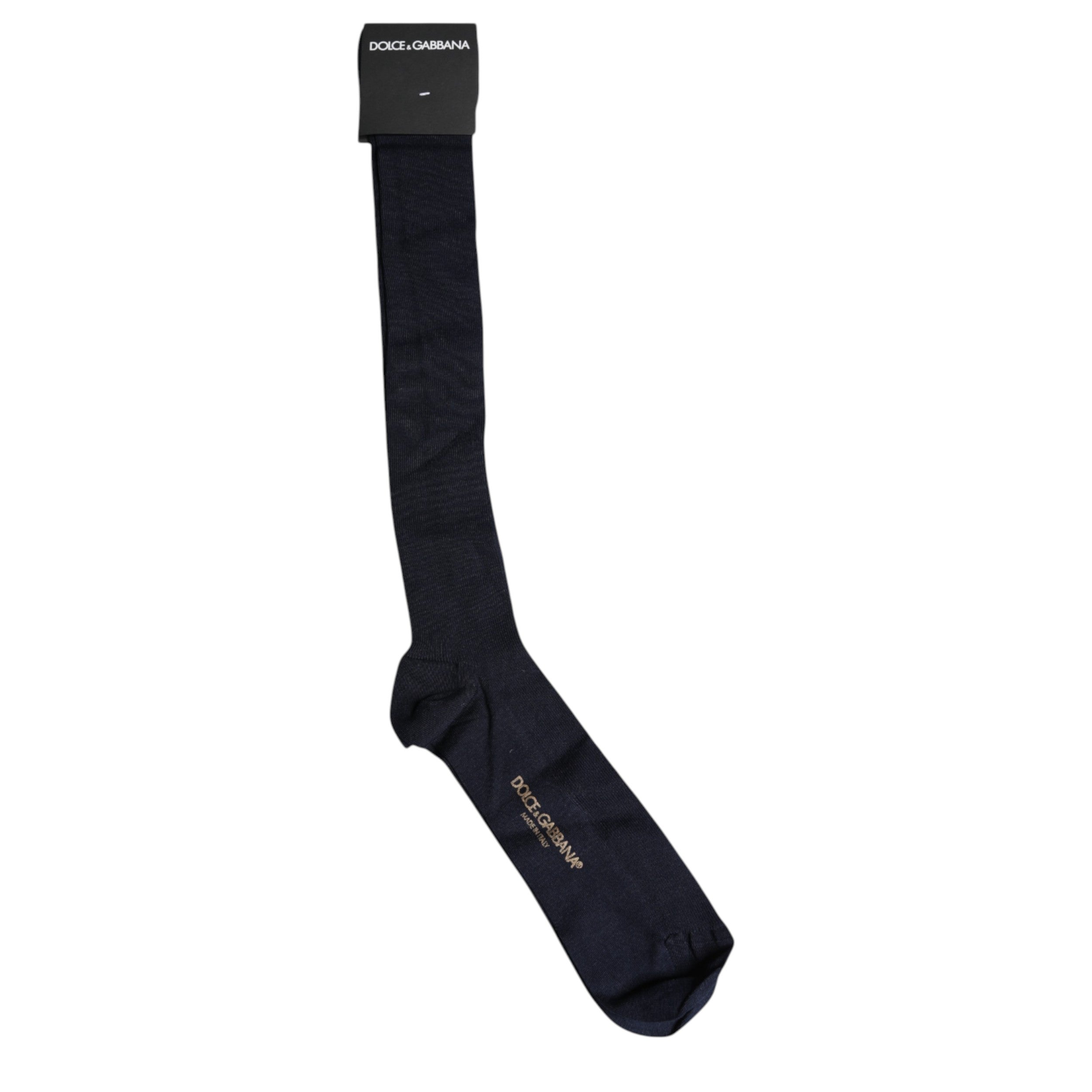 Dolce & Gabbana Black Viscose Logo Over The Calf Socks -   -  Dolce & Gabbana.