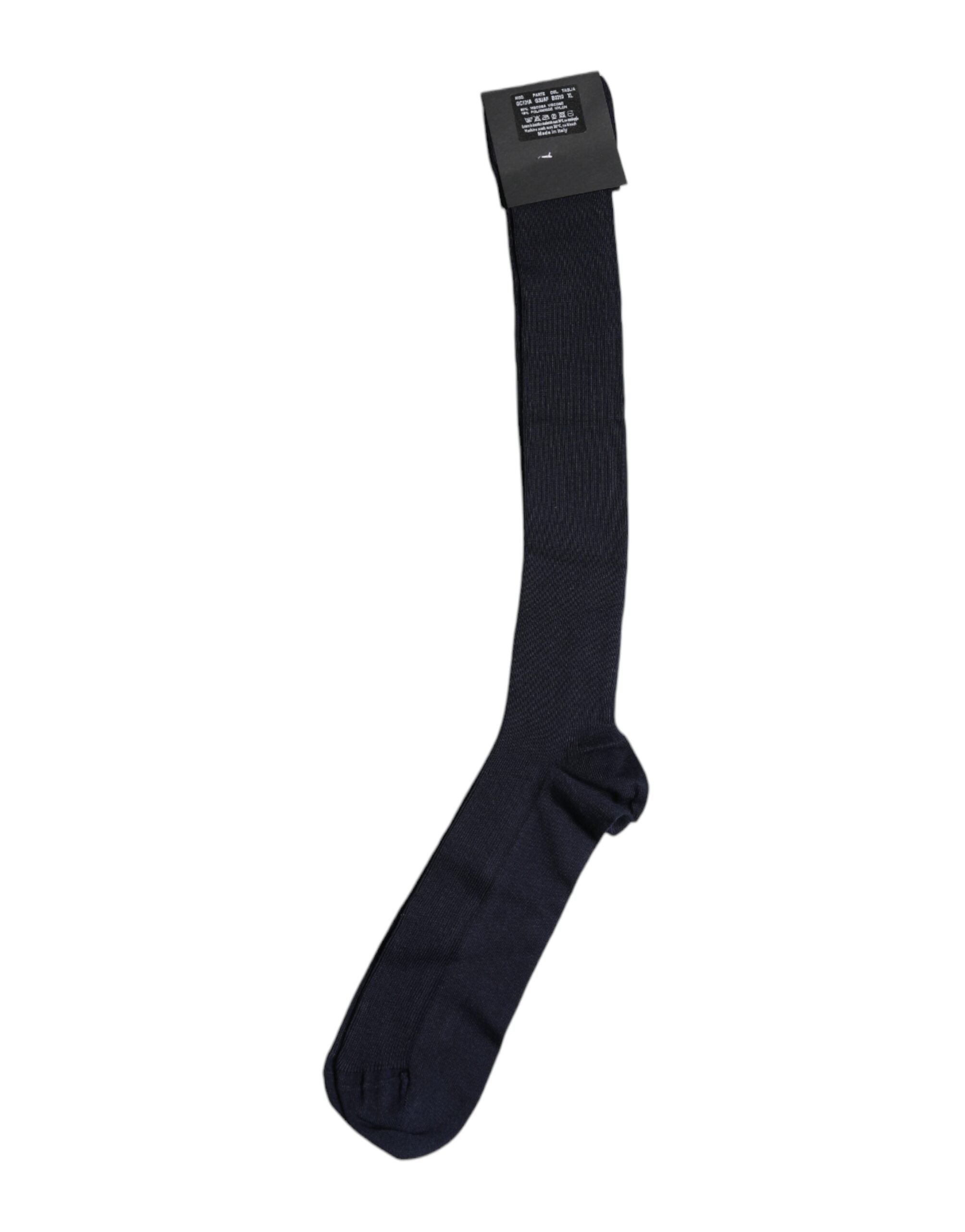 Dolce & Gabbana Black Viscose Logo Over The Calf Socks -   -  Dolce & Gabbana.