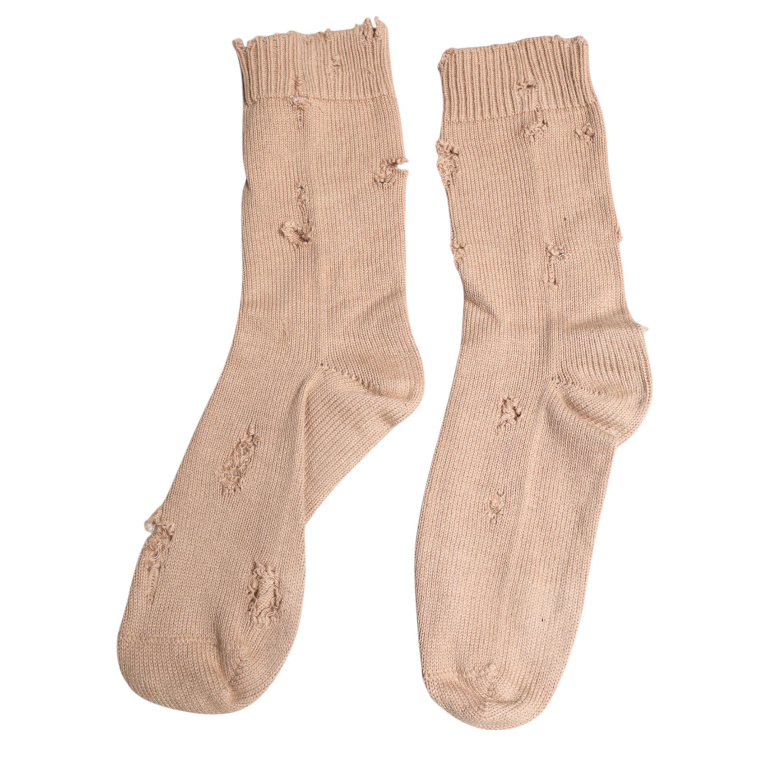 Dolce & Gabbana Beige Solid Stretch Mid Calf Men Socks -   -  Dolce & Gabbana.