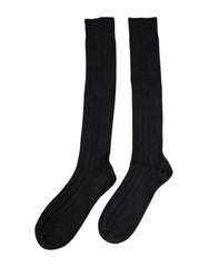 Dolce & Gabbana Black DG Logo Print Over The Calf Socks -   -  Dolce & Gabbana.