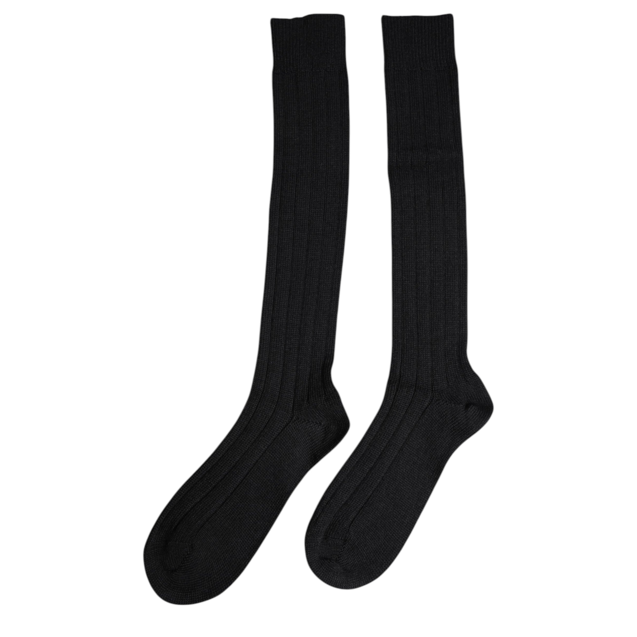 Dolce & Gabbana Black DG Logo Print Over The Calf Socks -   -  Dolce & Gabbana.