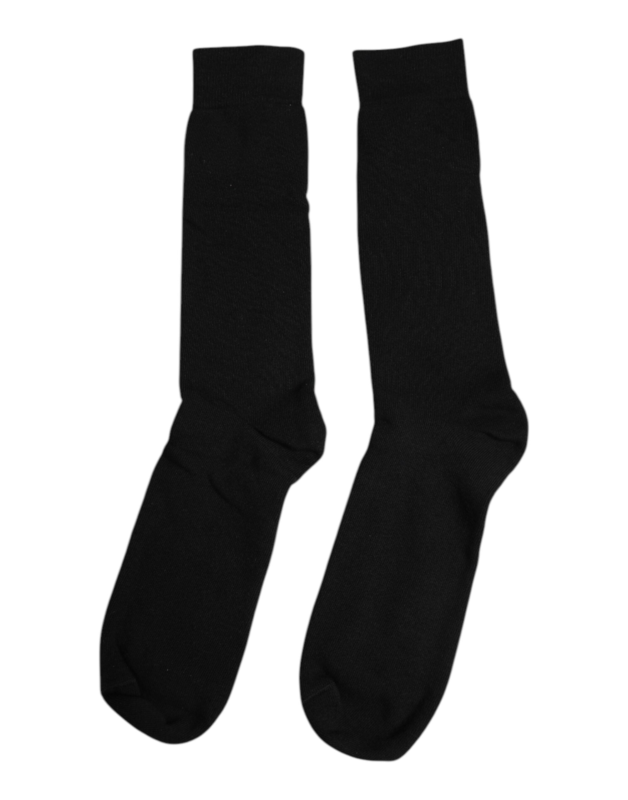 Dolce & Gabbana Black Solid Cotton Mid Calf Men Socks -   -  Dolce & Gabbana.