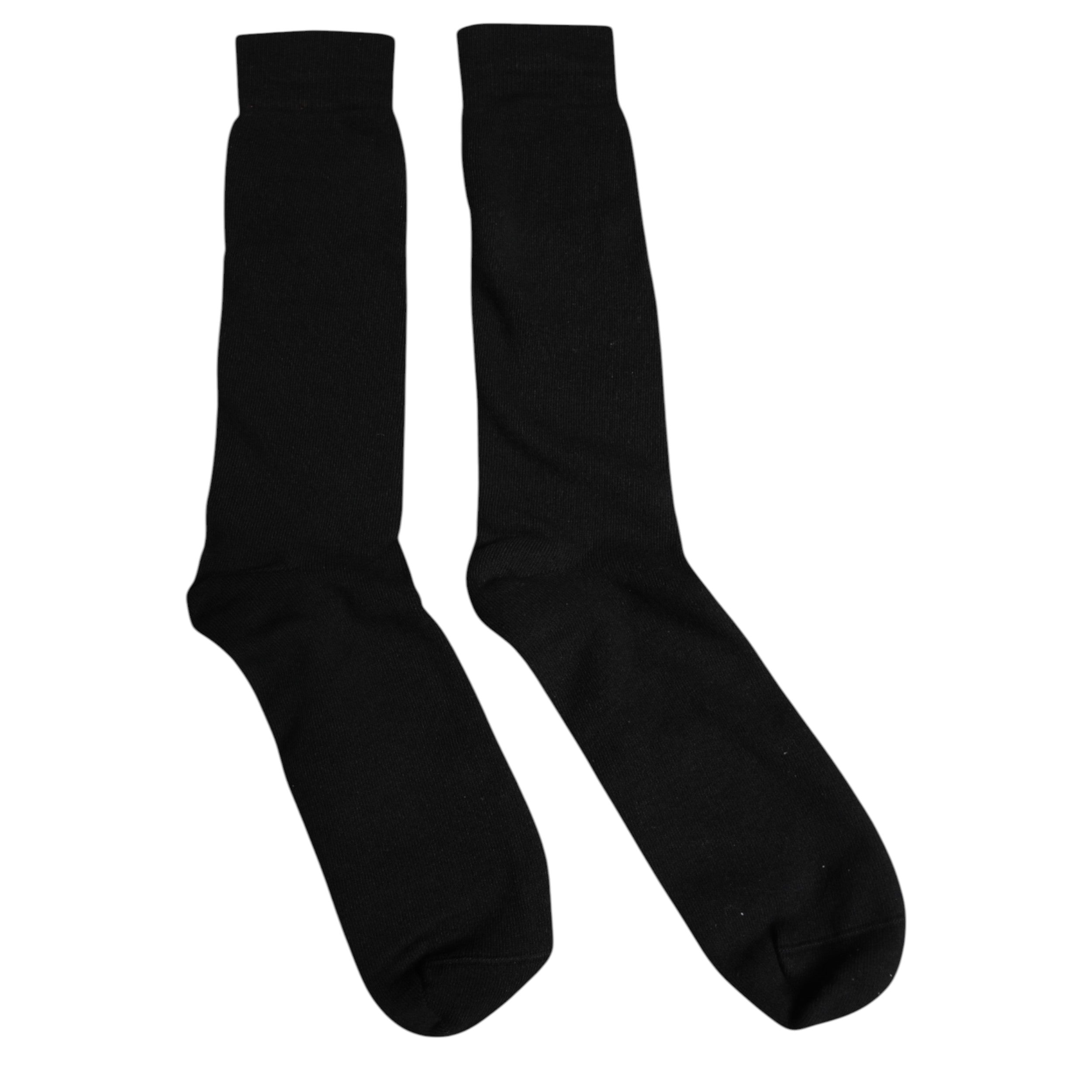 Dolce & Gabbana Black Solid Cotton Mid Calf Men Socks -   -  Dolce & Gabbana.