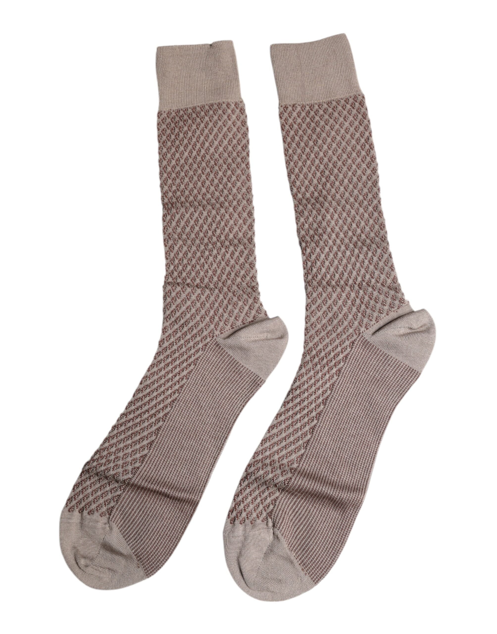 Dolce & Gabbana Brown Solid DG Logo Mid Calf Men Socks -   -  Dolce & Gabbana.