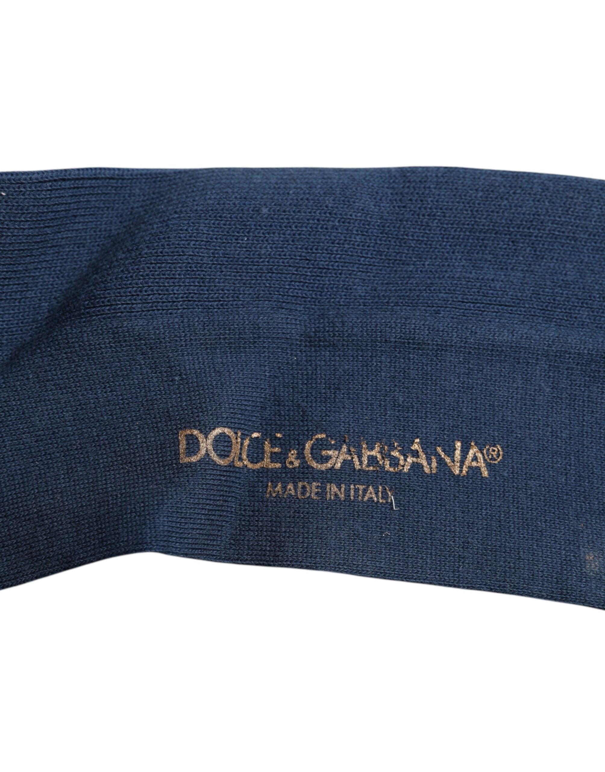 Dolce & Gabbana Blue Cotton DG Logo Over The Calf Socks -   -  Dolce & Gabbana.