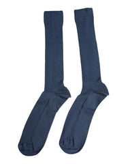 Dolce & Gabbana Blue Cotton DG Logo Over The Calf Socks -   -  Dolce & Gabbana.