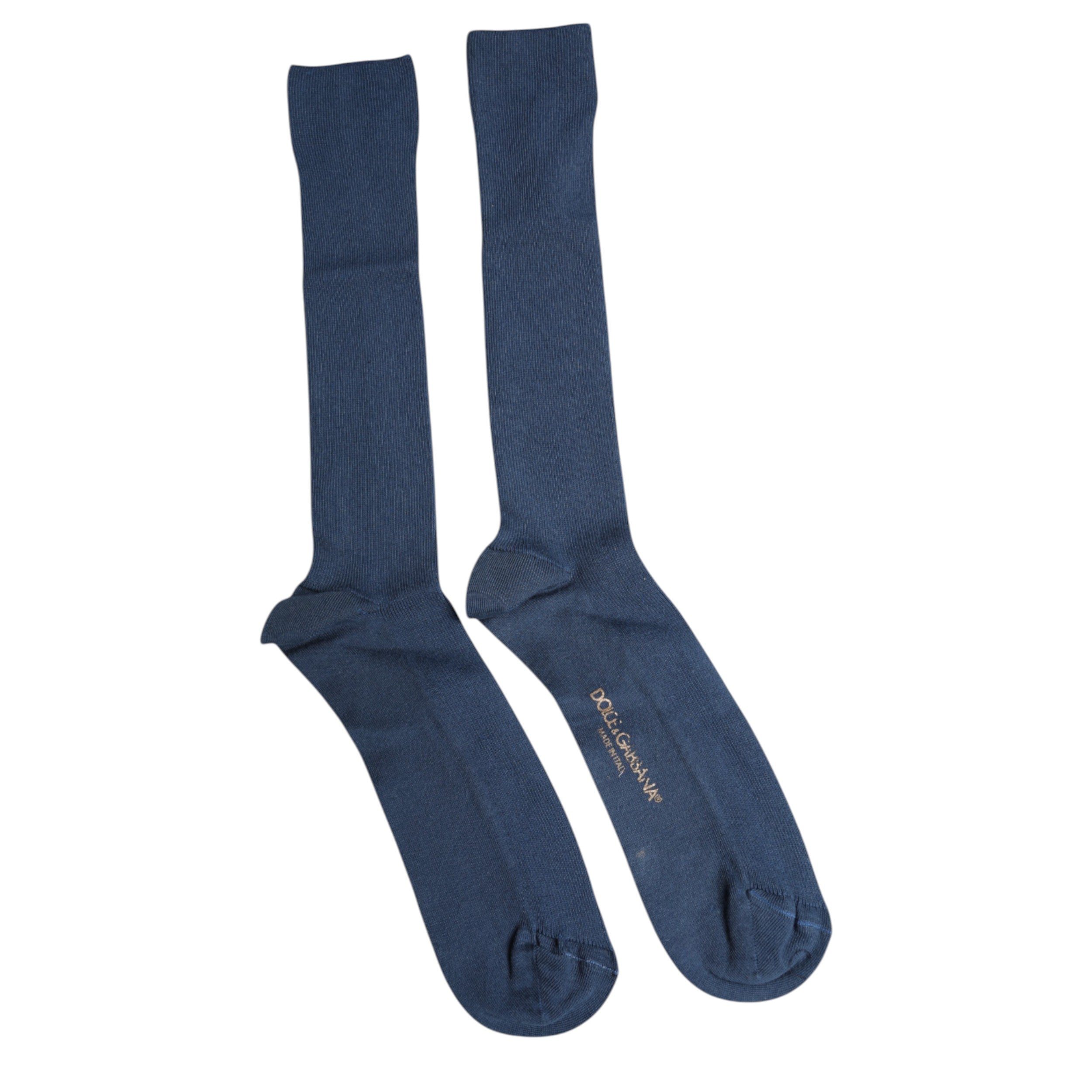 Dolce & Gabbana Blue Cotton DG Logo Over The Calf Socks -   -  Dolce & Gabbana.