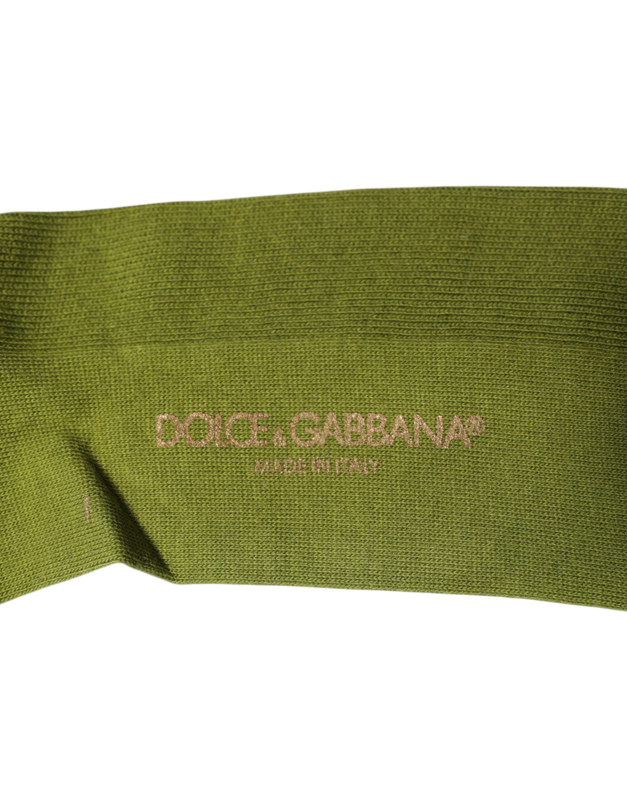 Dolce & Gabbana Green Cotton Logo Over The Calf Socks -   -  Dolce & Gabbana.
