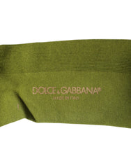 Dolce & Gabbana Green Cotton Logo Over The Calf Socks -   -  Dolce & Gabbana.