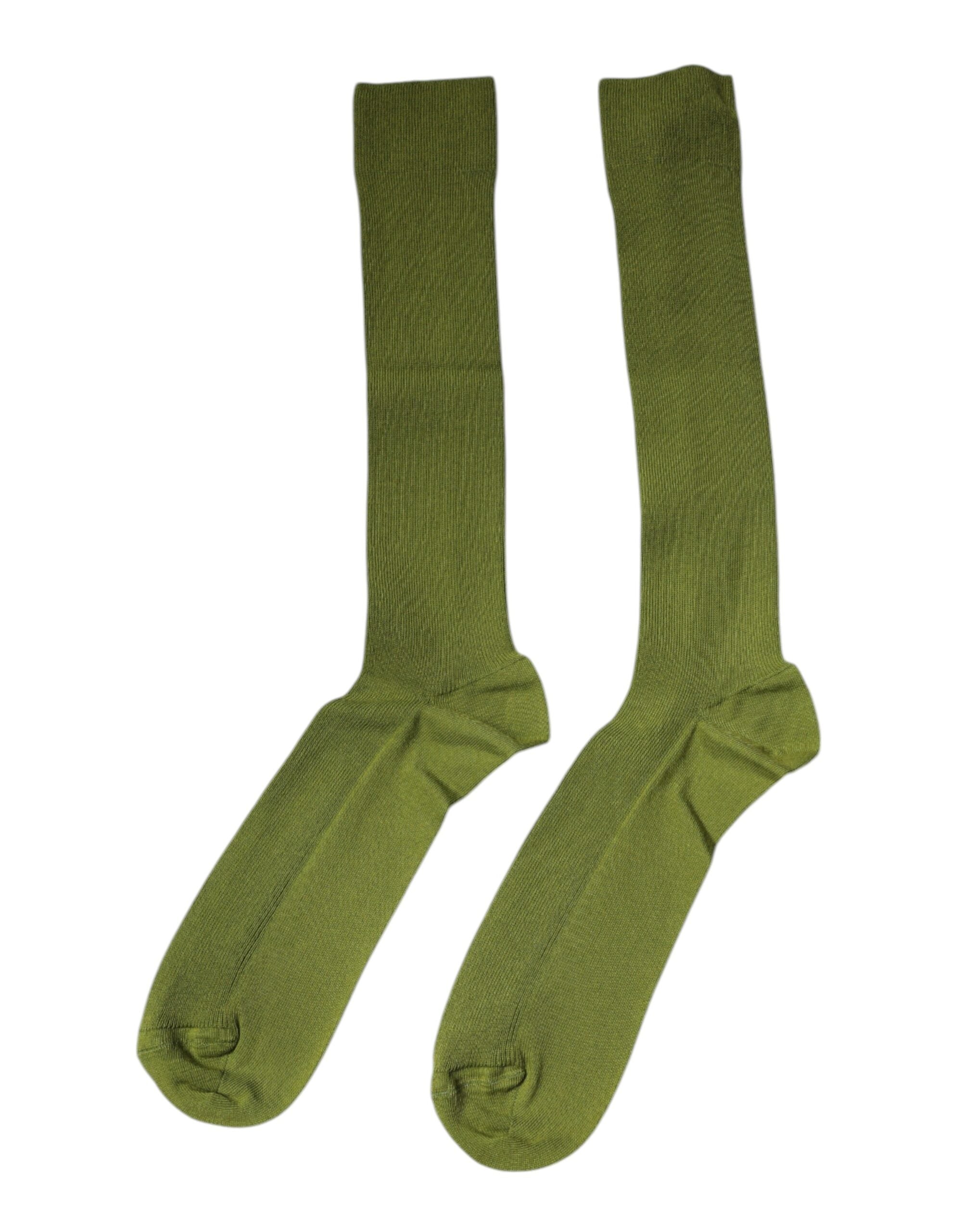 Dolce & Gabbana Green Cotton Logo Over The Calf Socks -   -  Dolce & Gabbana.