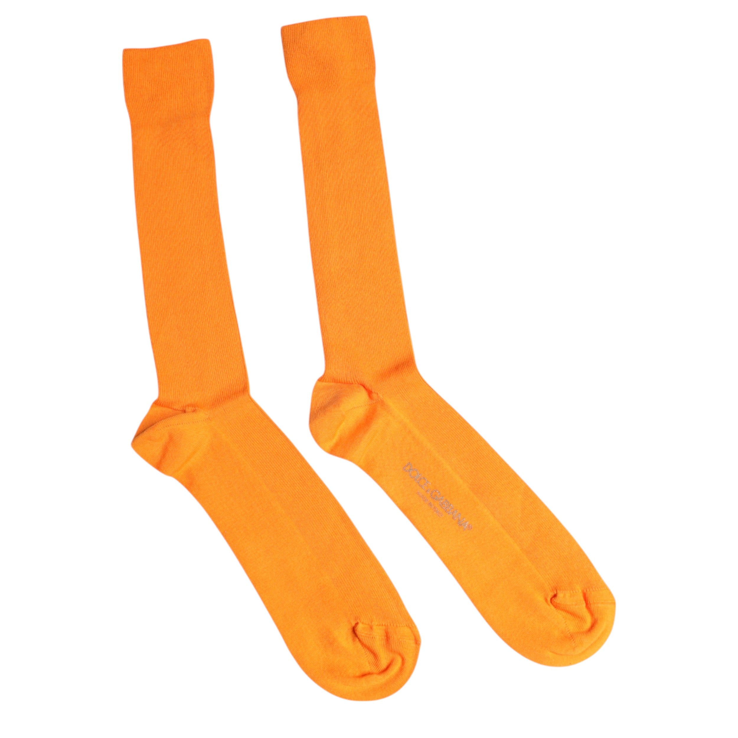 Dolce & Gabbana Orange Cotton Logo Over The Calf Socks -   -  Dolce & Gabbana.