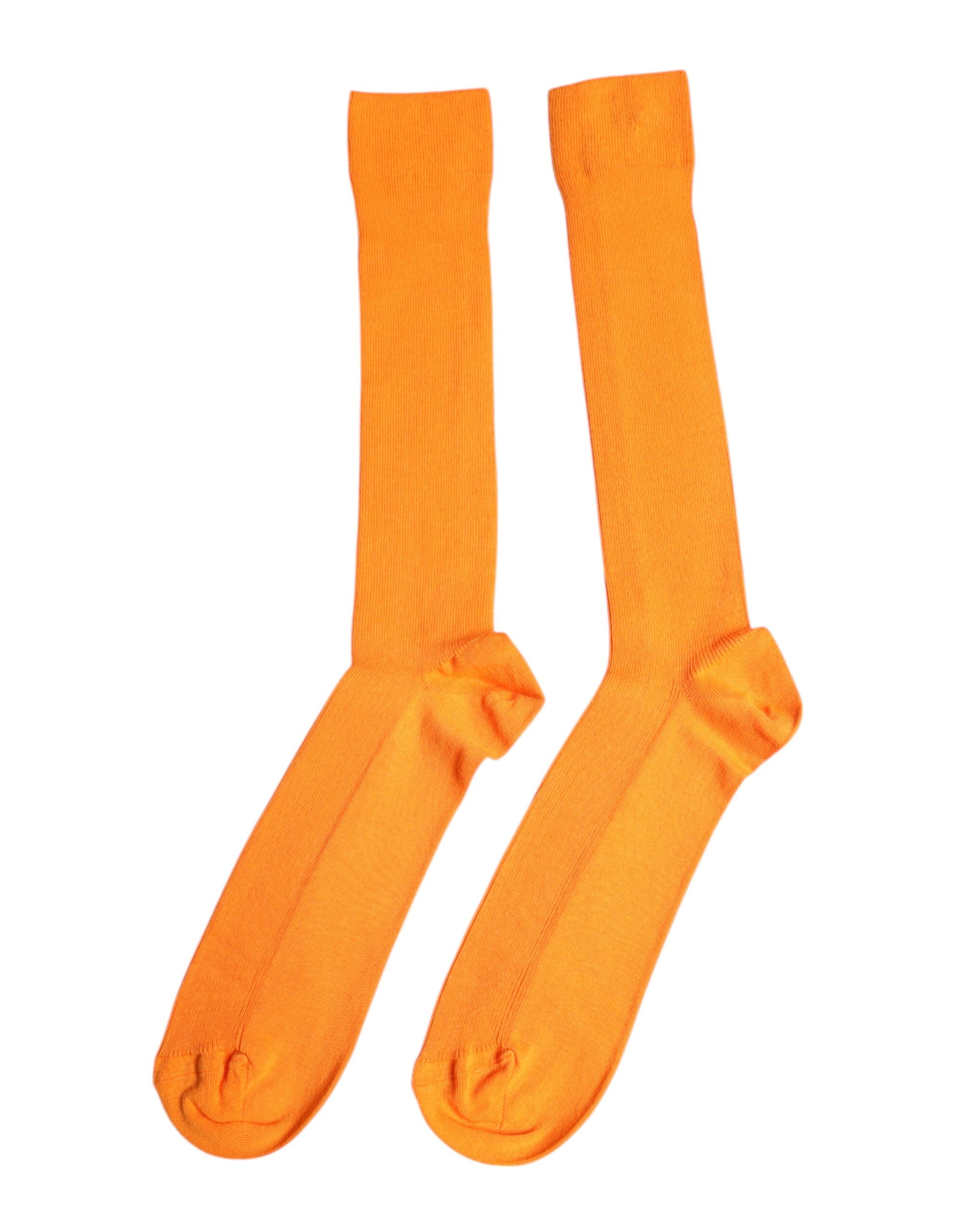 Dolce & Gabbana Orange Cotton Logo Over The Calf Socks -   -  Dolce & Gabbana.