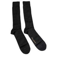 Dolce & Gabbana Black Stretch Logo Mid Calf Men Socks -   -  Dolce & Gabbana.