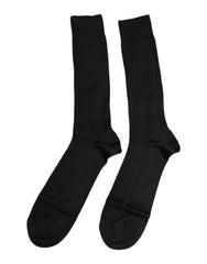 Dolce & Gabbana Black Stretch Logo Mid Calf Men Socks -   -  Dolce & Gabbana.