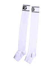 Dolce & Gabbana White Cotton DG Logo Print Open Toe Socks -   -  Dolce & Gabbana.