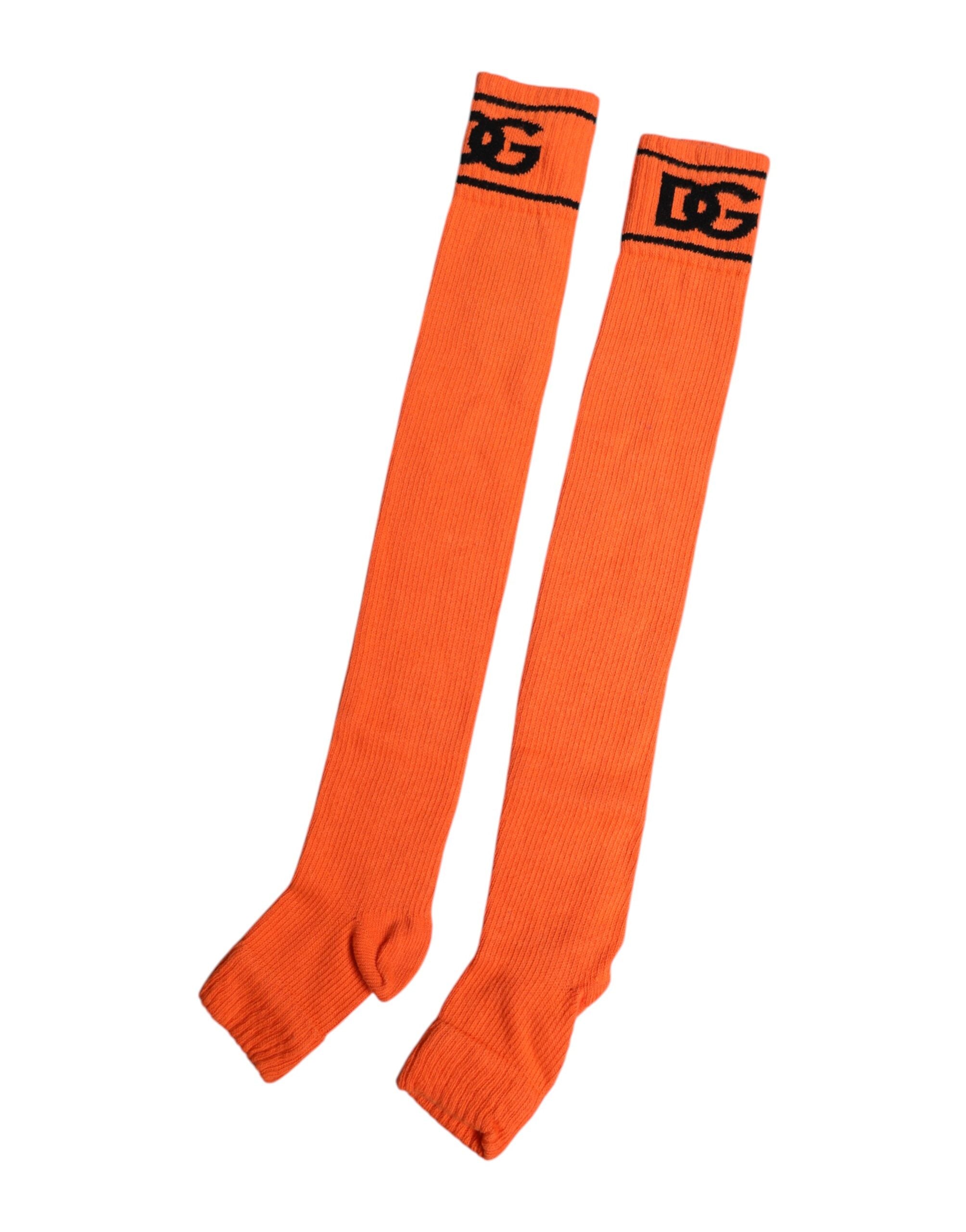 Dolce & Gabbana Orange Cotton DG Logo Print Open Toe Socks -   -  Dolce & Gabbana.