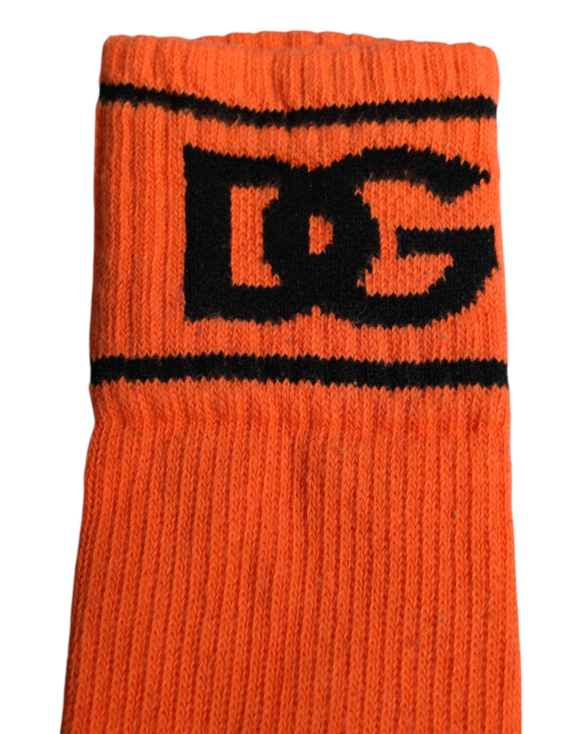 Dolce & Gabbana Orange Cotton DG Logo Print Open Toe Socks -   -  Dolce & Gabbana.