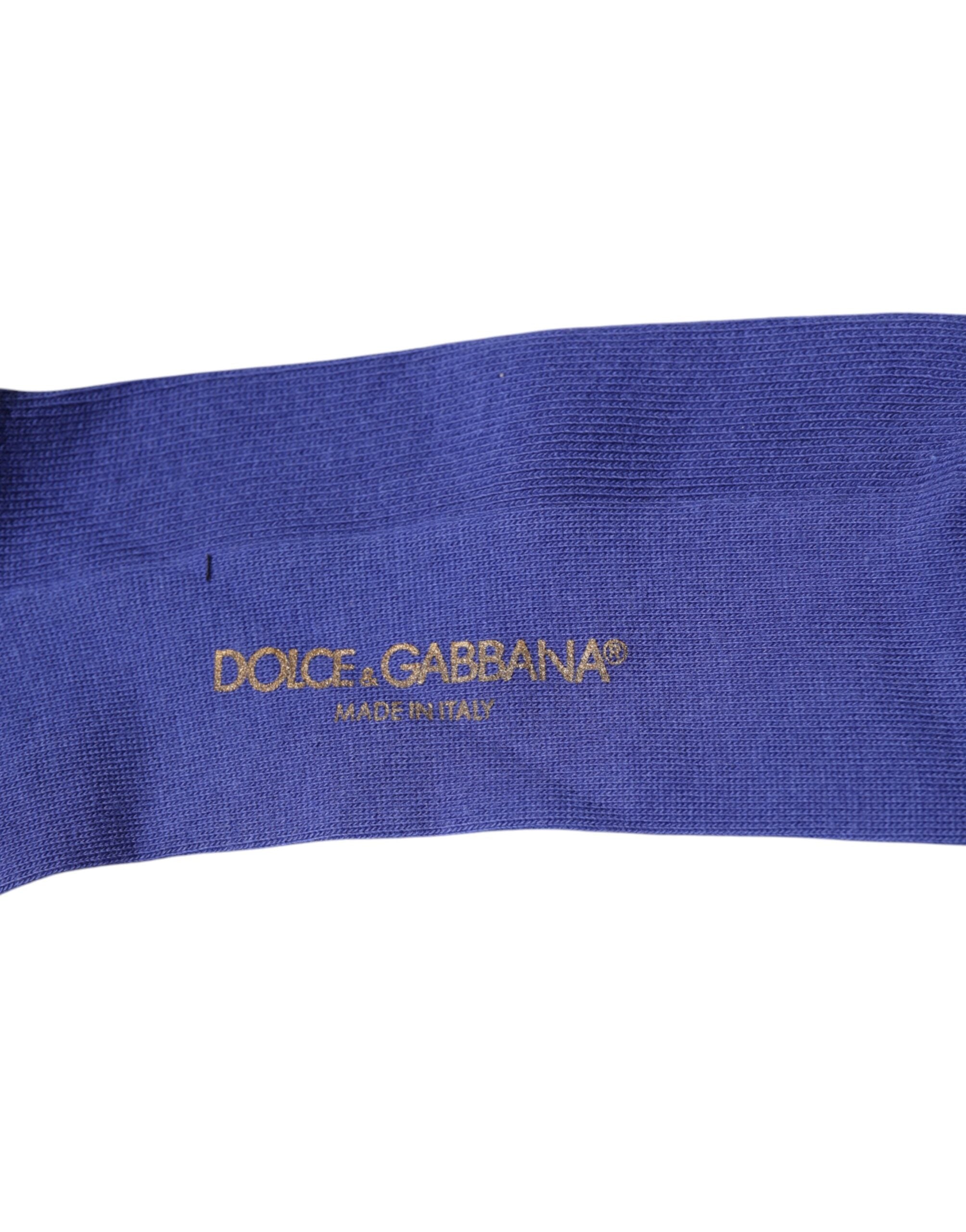 Dolce & Gabbana Purple Cotton Logo Over The Calf Socks -   -  Dolce & Gabbana.