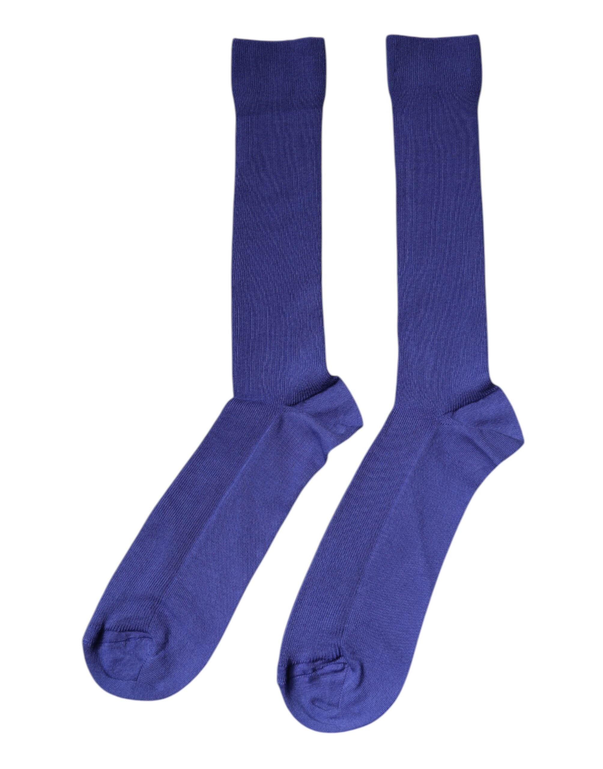 Dolce & Gabbana Purple Cotton Logo Over The Calf Socks -   -  Dolce & Gabbana.