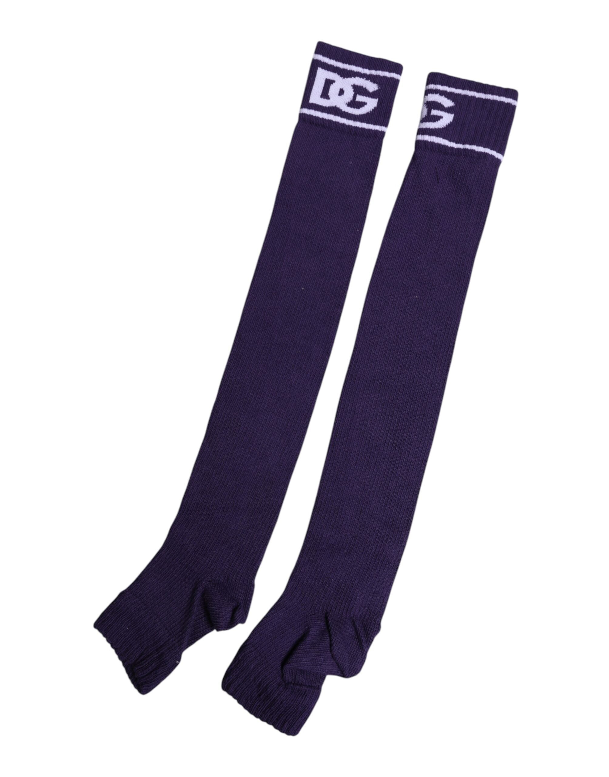 Dolce & Gabbana Purple Cotton DG Logo Print Open Toe Socks -   -  Dolce & Gabbana.