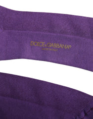 Dolce & Gabbana Purple Cotton Logo Over The Calf Socks -   -  Dolce & Gabbana.