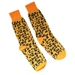 Dolce & Gabbana Yellow Black Print Mid Calf Men Socks -   -  Dolce & Gabbana.
