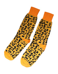 Dolce & Gabbana Yellow Black Print Mid Calf Men Socks -   -  Dolce & Gabbana.
