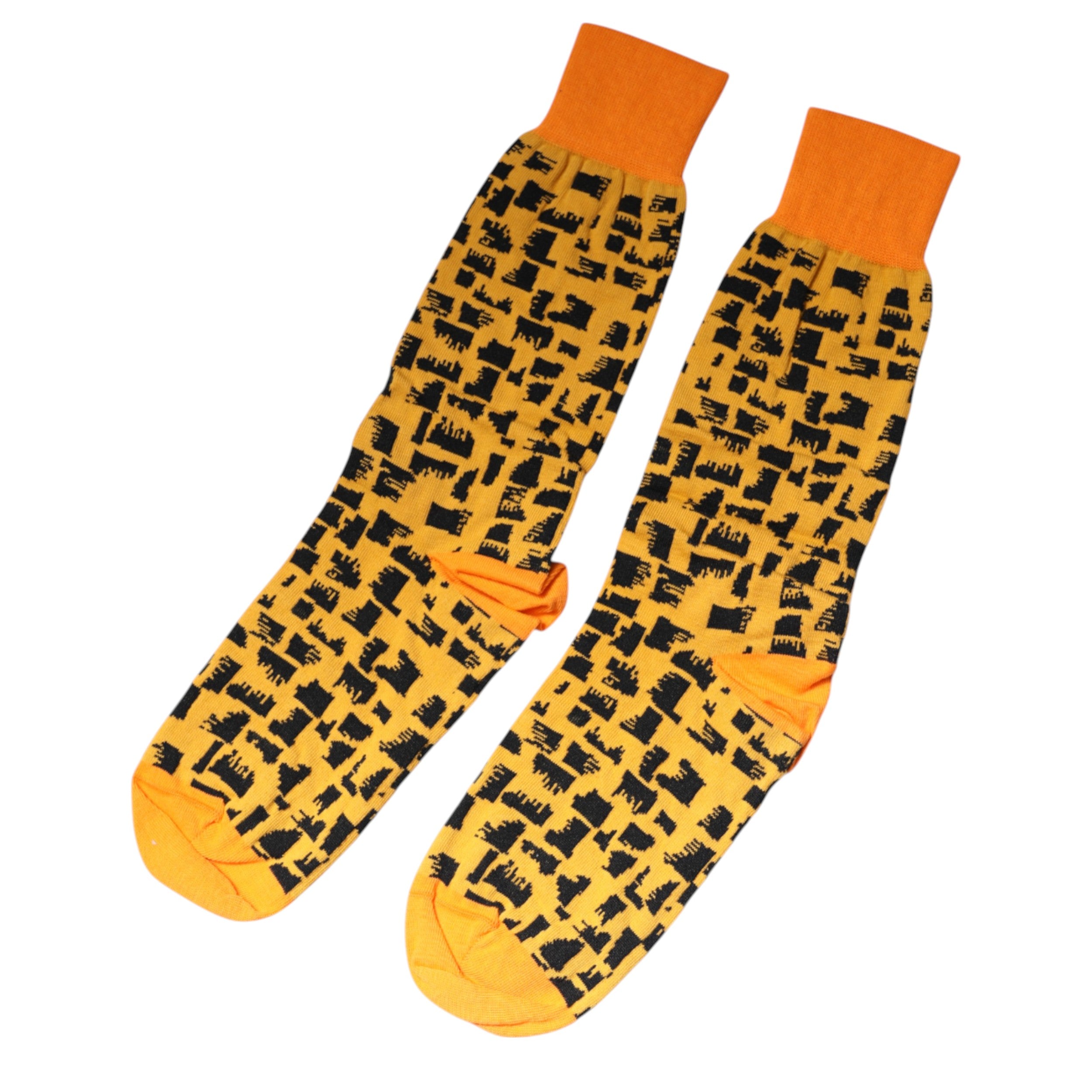 Dolce & Gabbana Yellow Black Print Mid Calf Men Socks -   -  Dolce & Gabbana.